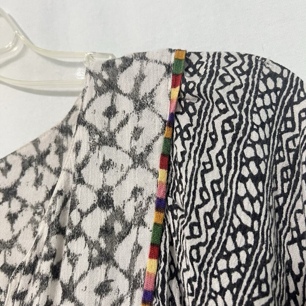 Free People One Mix Print Tunic Top Medium Dress Boho Festival Raw Hem Relaxed - Picture 5 of 15